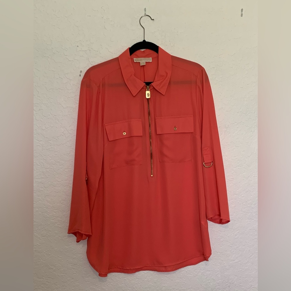 Michael Kors Orange Red Boxy Blouse